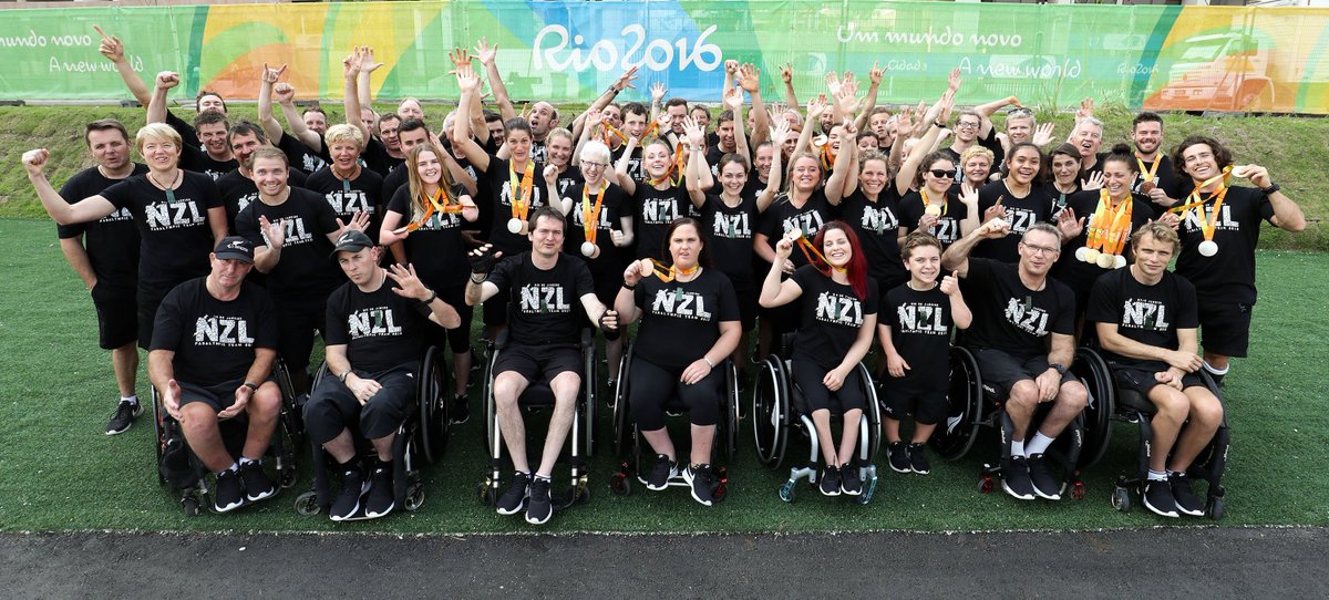 #1yearago today the NZ Paralympic Team with flag bearer @LiamMalone93 marched into the Closing Ceremony #Rio2016 #Paralympics #SpiritofGold