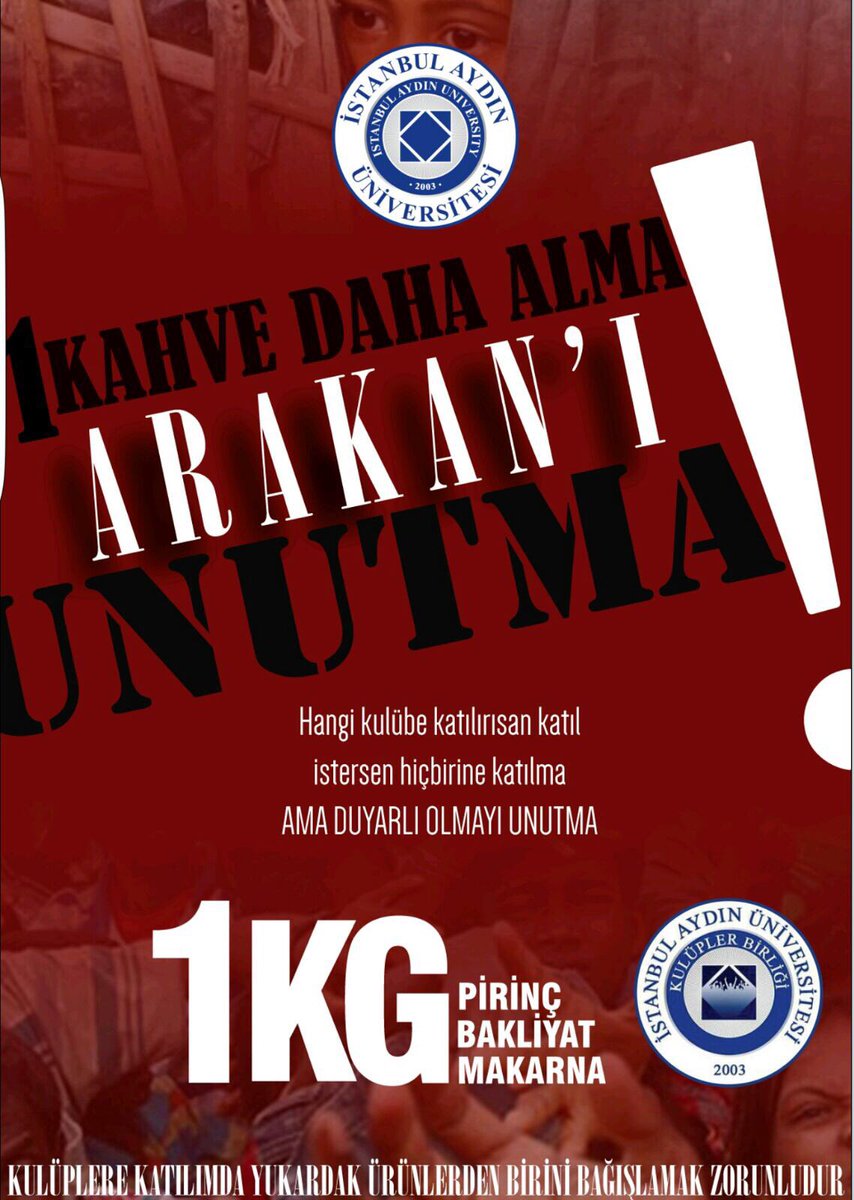 ARAKAN için 1 paket makarna 1 paket pirinç 1 paket kurubaklagil'le seni stantlarda bekliyor olacağız..
