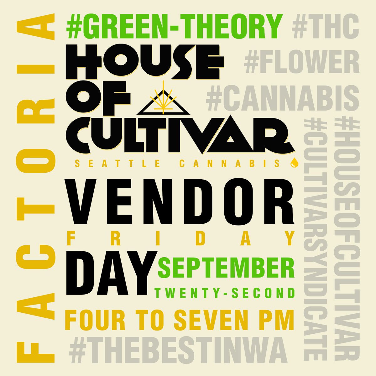 Next Friday <a href="/HouseofCultivar/">House of Cultivar</a> will be at our Factoria Location from 4-7pm! Swing by for 20% off ALL House of Cultivar products!
#Cultivar #WA