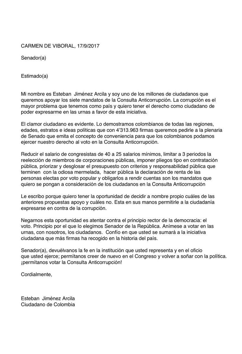 EstebanJArcila's tweet photo. Senadores permítanos volver a creer en las instituciones. Permítanos ejercer nuestro derecho al voto.  @ClaudiaLopez @AngelicaLozanoC 🇨🇴 https://t.co/UY1ArpAaw2