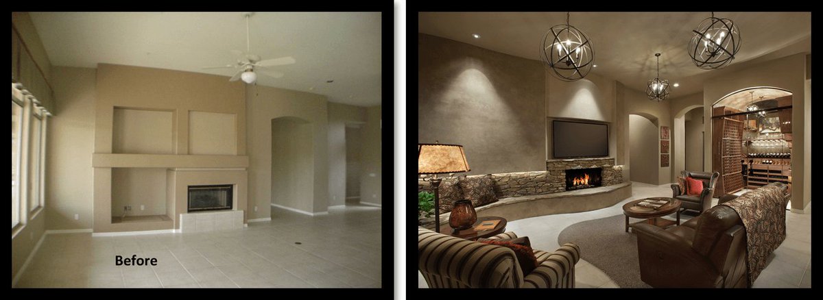 ديكور اليوم ! on Twitter "قبل وبعد تصميم غرف المعيشة وغرف النوم .. 