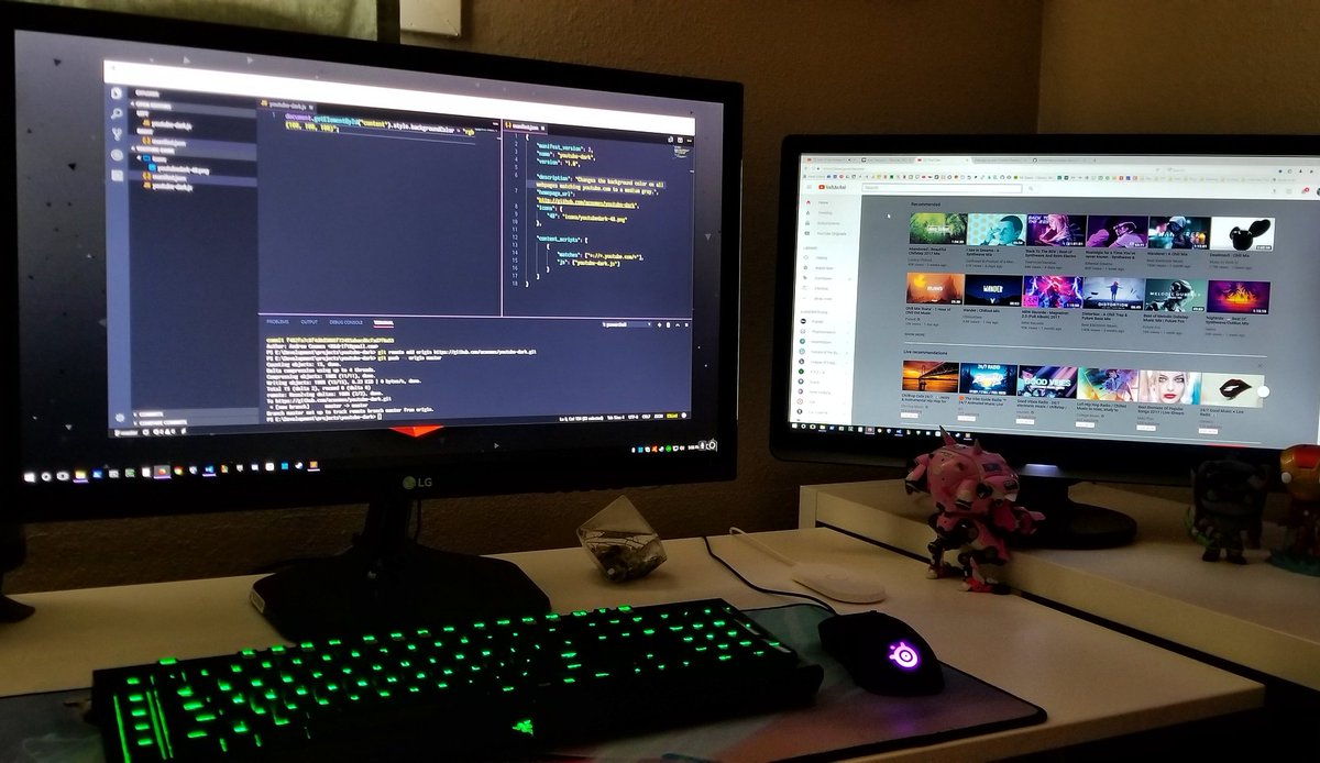 AndrewCoomes's tweet image. 137/365 My second from-scratch extension. Turns YouTube backgrounds gray, because soothing.
#codeyearchallenge #day137 #firefox #javascript