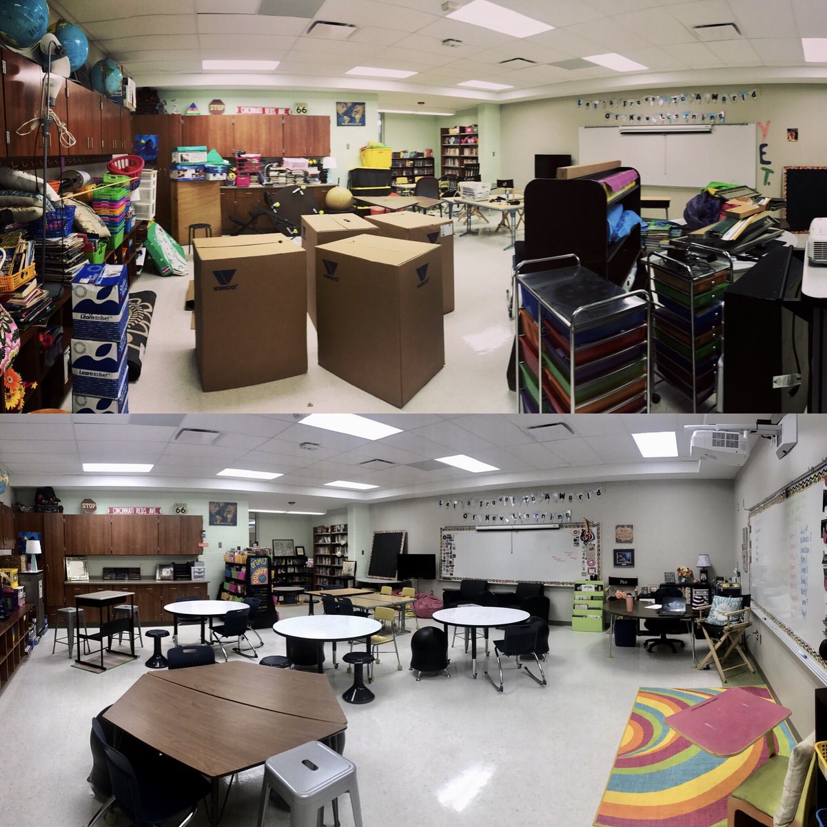 mrsmegtreg's tweet photo. HGTV classroom makeover fo real!!! #ohemgee #boxesonboxes #flexiblefurniture #sofresh #socleanclean @FHSchools @goMercerEagles @itsajoy15 ๐ https://t.co/7dso1EHYfG
