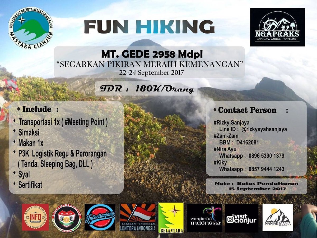 Note : cara pendaftaran Dan info lainnya Hubungi pada kontak yang tertera pada gambar iklan .  #Ngapraksonig #Mastakacianjur1 #mountainesia