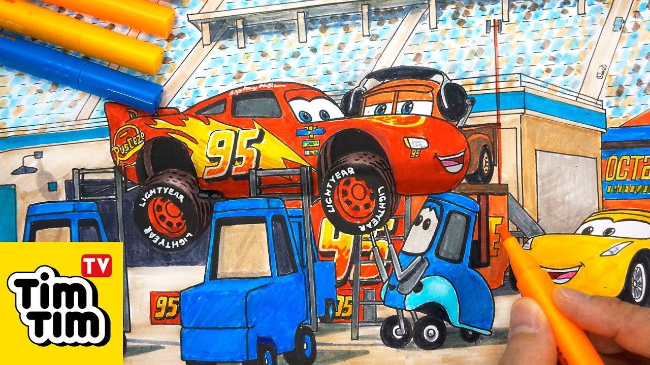 Tim Tim TV on X: How to draw CARS 3 LIGHTNING McQUEEN TIRE REPAIR PIT STOP