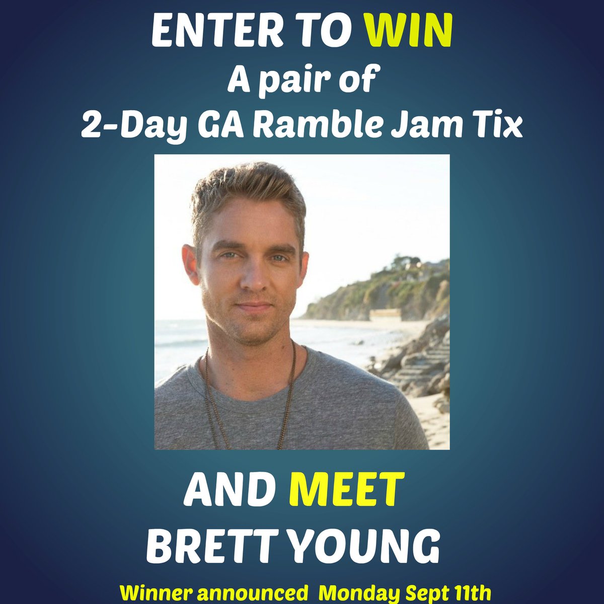 CONTEST: We're giving away a pair <a href="/RambleJam/">Ramble Jam</a> 🎟️ w/<a href="/BrettYoungMusic/">Brett Young</a> M&amp;G's. Follow <a href="/TCountrySource/">TheCountrySource</a>, RT and TAG a friend for a chance to win!