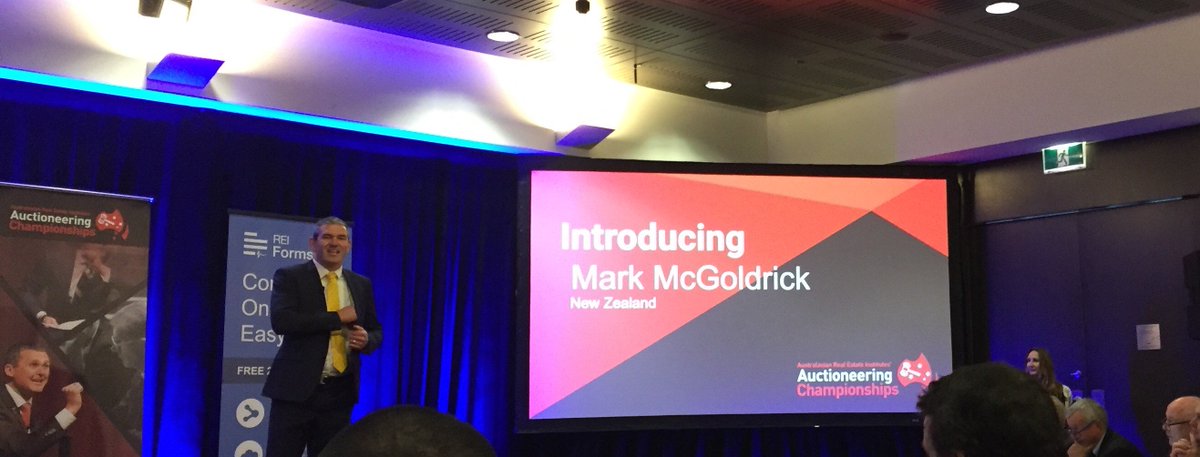 REINZTweets's tweet photo. Mark McGoldrick just took the stage at the Australasian #AuctioneeringChampionships and did an amazing job! Congratulations Mark! https://t.co/QWLiP4j7b8