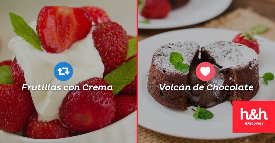 DiscoveryHH's tweet photo. ¡El dulce es nuestra debilidad! ¿Cuál de estos exquisitos postres te gustaría preparar? ¿🍓 o 🍫? #RecetasHH https://t.co/NufoTkHgWf