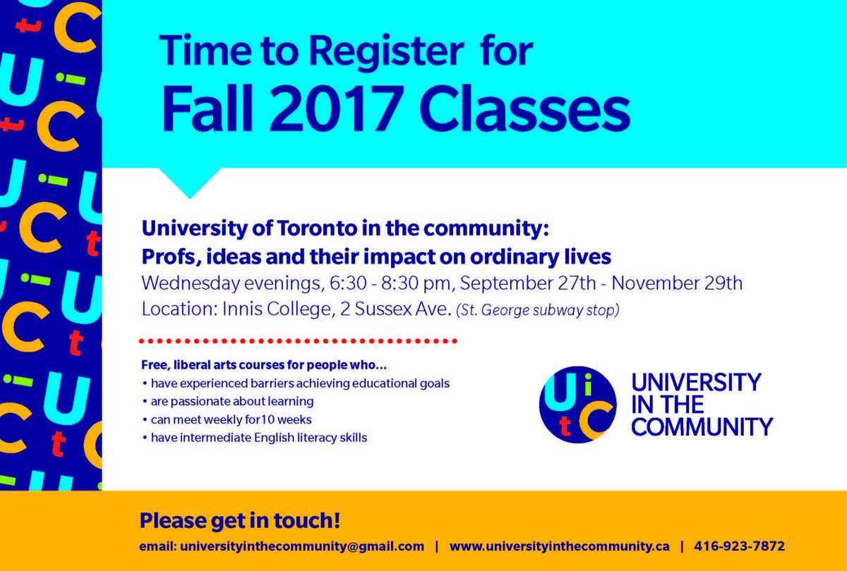 UitCToronto's tweet photo. While school may have started for some, it's not too late to register for our fall term. #education #learning #LiberalArts #access https://t.co/BwtvtGPTFL