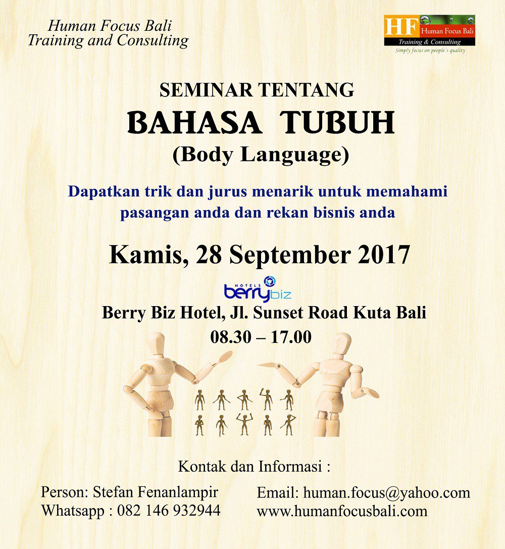 InfoJadwalEvent's tweet image. Seminar Sehari tentang Bahasa Tubuh (Body Language) – Bali jadwalevent.web.id/seminar-sehari…