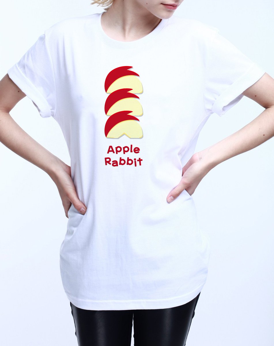ヒゲクロ A Twitter 新作tシャツ りんごうさぎ シンプルなイラストデザインです T Co Yz7ikbz1dh Tシャツ 夏 りんご うさぎ Apple Rabbit