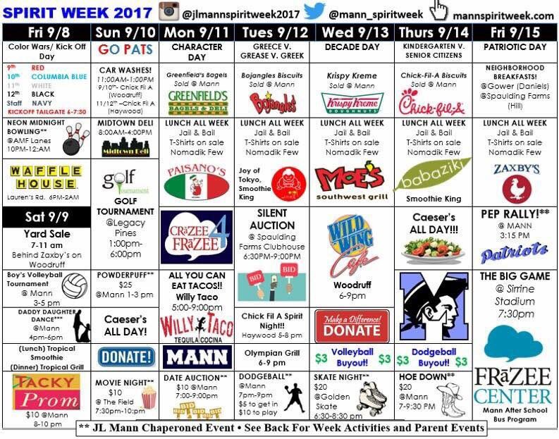 Get ready for JL Mann's Spirit Week‼️💙‼️💙@Frazee_Center
