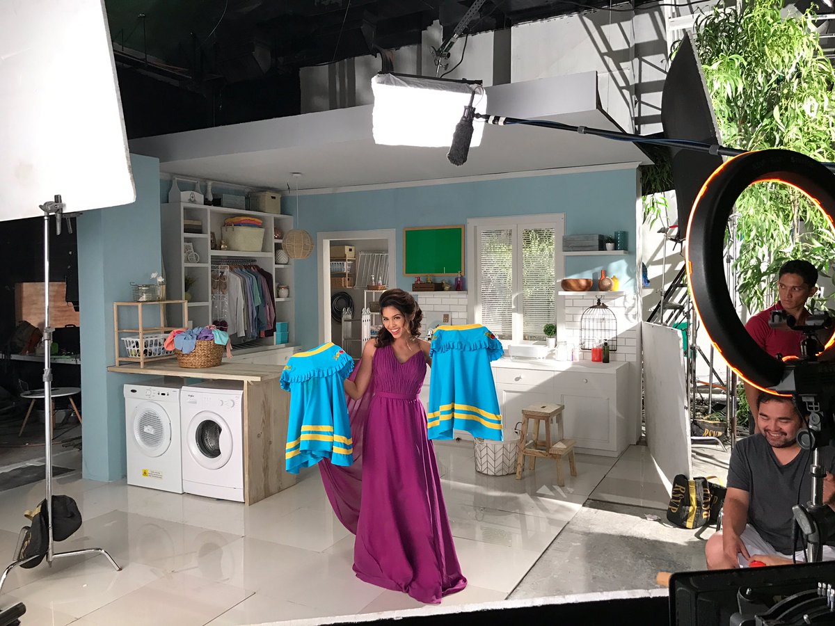 StylizedStudio's tweet image. BTS with Maine for Zonrox Color Safe's latest TVC 💜✨💜Styled by @joybrnrdo #StyLIZed #StyLIZedStudio