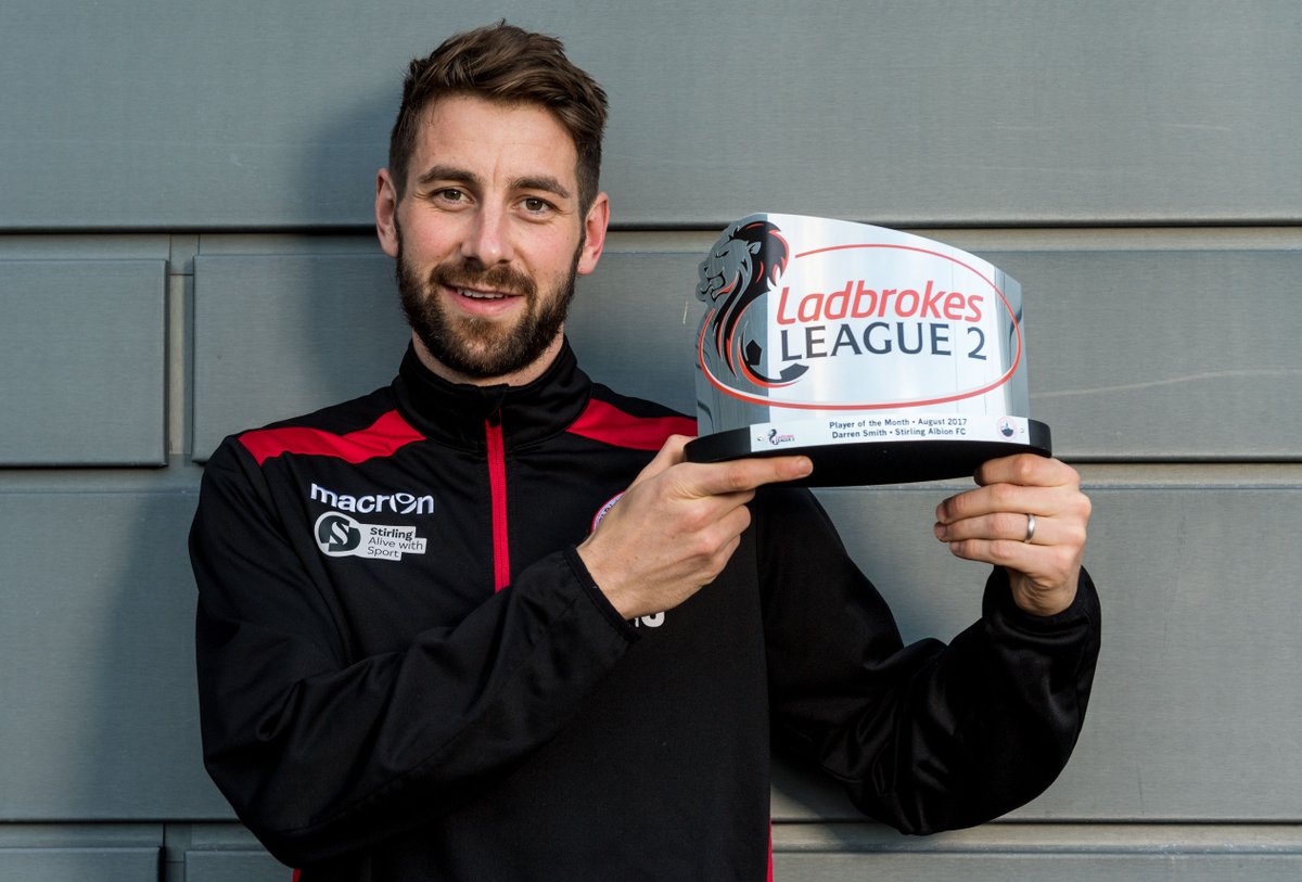Games - 4
Goals - 6 

<a href="/Stirling_Albion/">Stirling Albion FC</a> forward Darren Smith wins the #LadbrokesL2 Player of the Month for August
