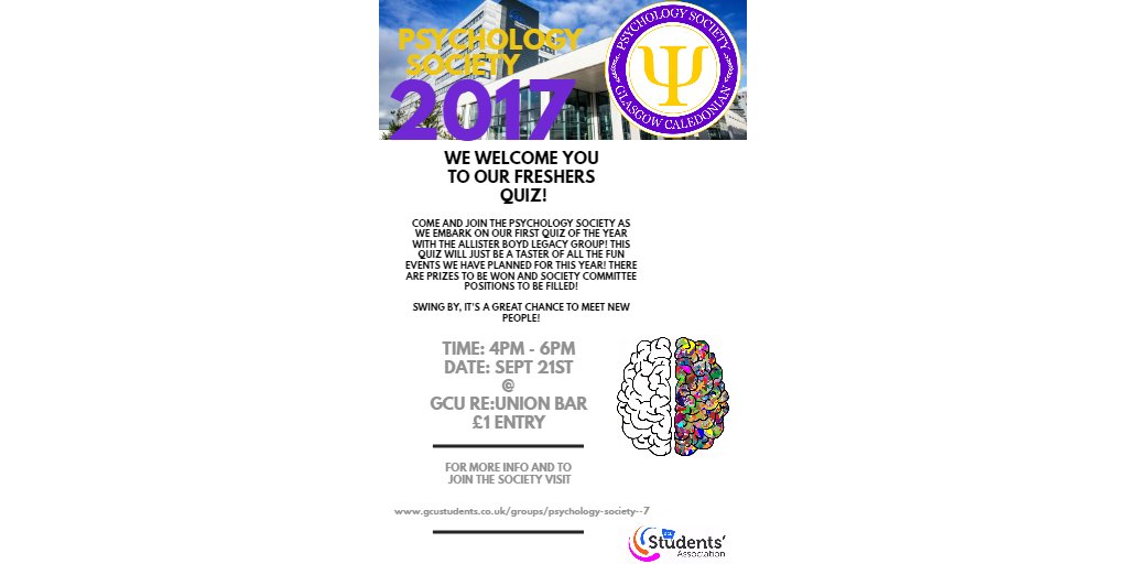Hello everyone! We have our Freshers quiz coming up in a few weeks! For more details about who, what, when, and where, look at our flyer!