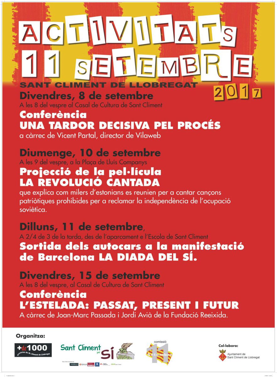 IsidreSierra's tweet photo. Un inici de curs #trepidant : ningú ens treurà #1OCTReferendum #diada https://t.co/RvS9SryzpX
