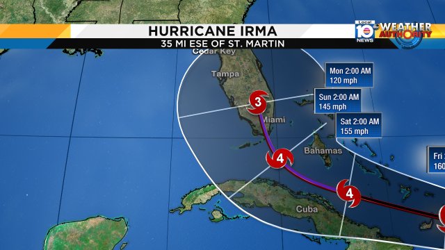 Due to some early models shifting East it has pushed Irma center East now pushing over Inland Broward & Miami https://t.co/hciKfchRy3