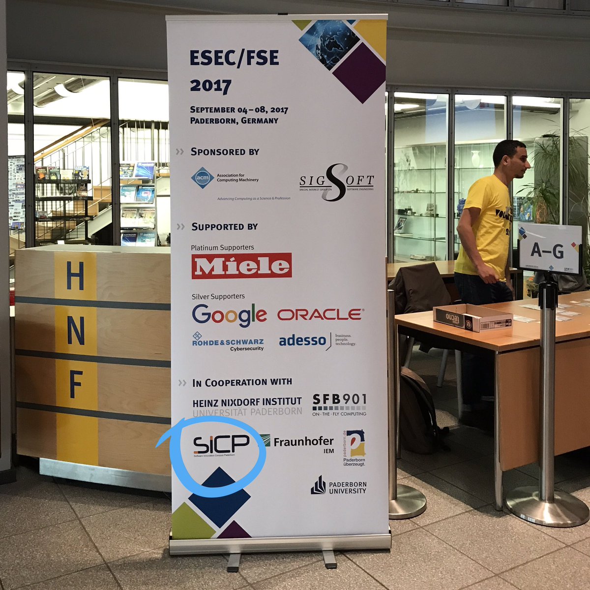 SICPaderborn's tweet image. Proudly supporting ESEC/FSE 2017 in #Paderborn. Thanks, #SoftwareEngineering researchers and practitioners for coming! #esecfse