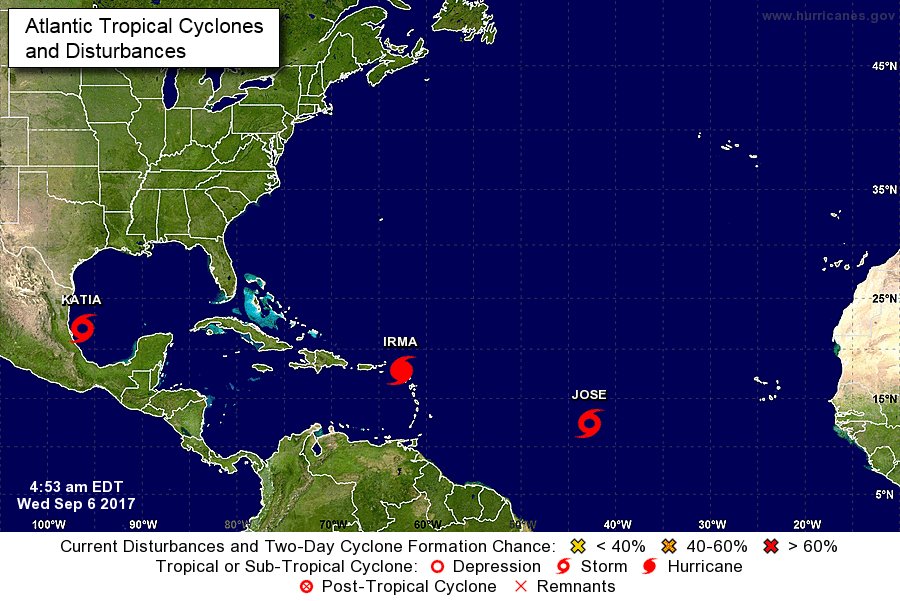 Jose is running after Irma in the Atlantic, while Katia will flood part of Mexico. But #climatechange denier will say that it´s only weather