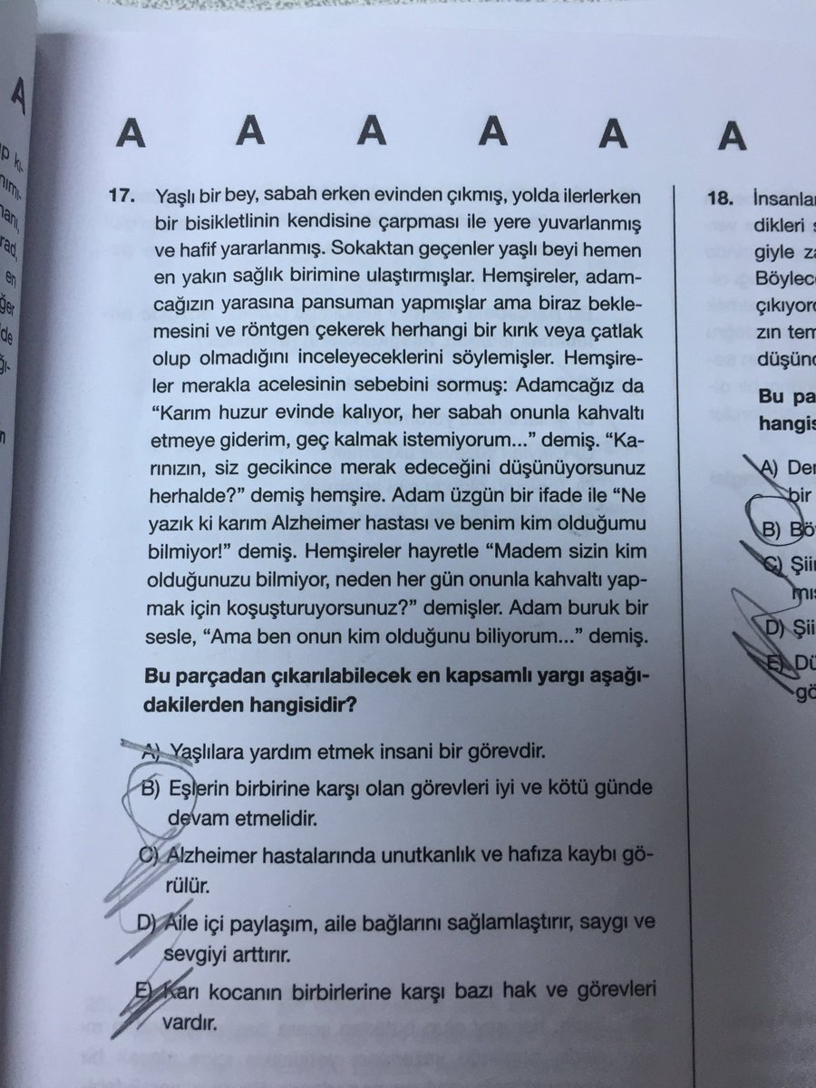 Bu sorudan sonra türkçe işaretlemedim