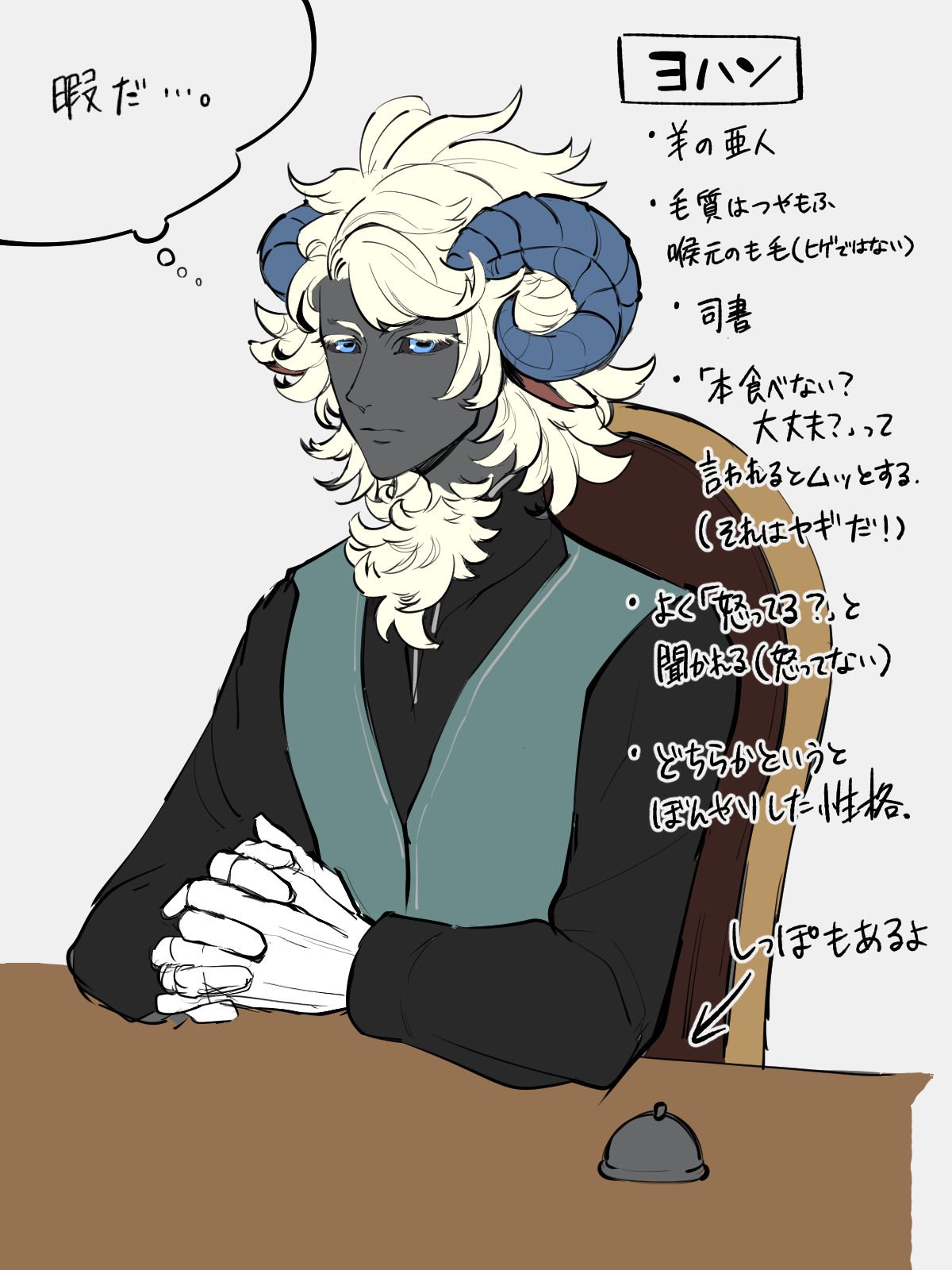 Twitter 上的 ロクスケ 創作キャラ 羊亜人のヨハン 司書をしている 細かい設定は考え中 創作 人外 T Co Vrblfbuh6k Twitter