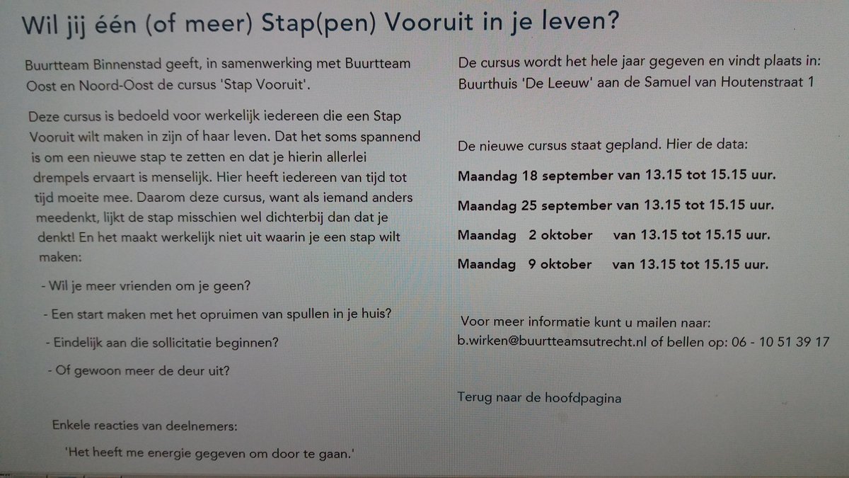 Wil jij één (of meer) Stap(pen) Vooruit in je leven? Geef je op voor de training die start op 18 september!