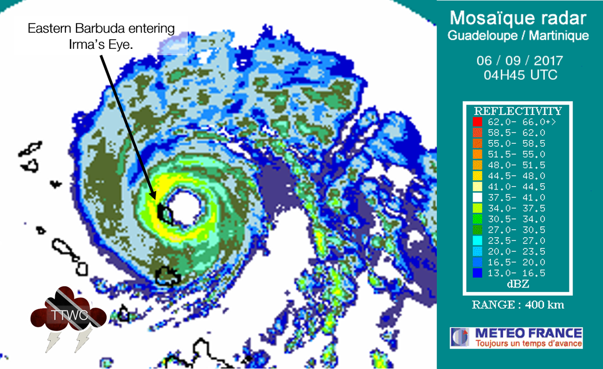 12:45AM: Eastern Barbuda is entering Irma's eye. Do NOT venture outside during this calm. Remain hunkered down!