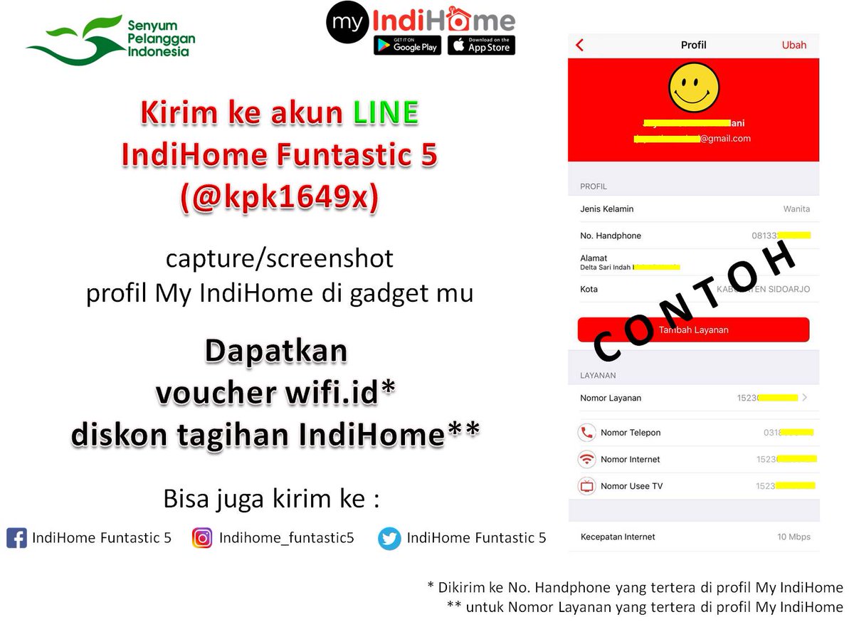 My IndiHome di gadget mu
keberuntungan di tangan mu
kirim capture/screenshot profil My IndiHome mu
hadiah menarik sudah menunggu mu