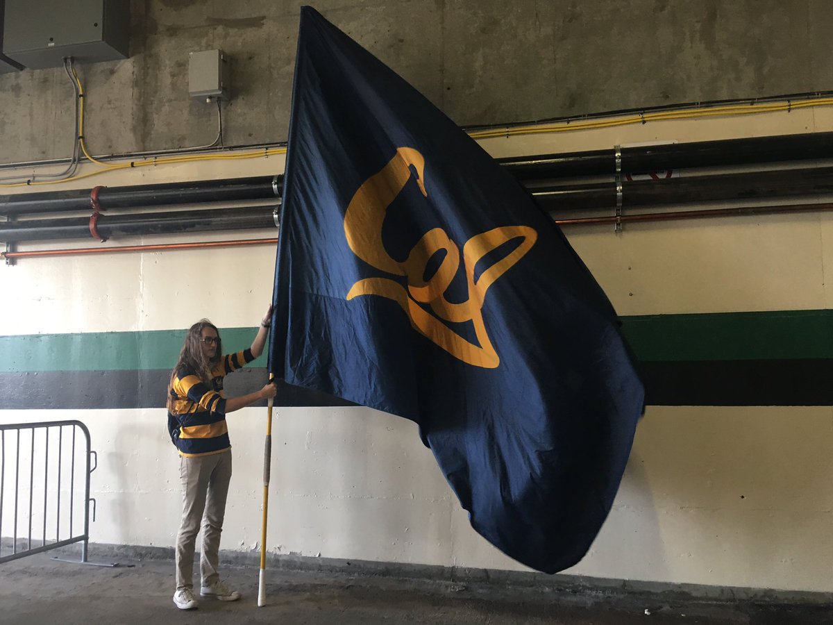 rallycomm's tweet photo. We had a gr8 time at the @Athletics game. You might've seen our glorious flags at the game tonight. #CalNight https://t.co/BKRetX9zeH