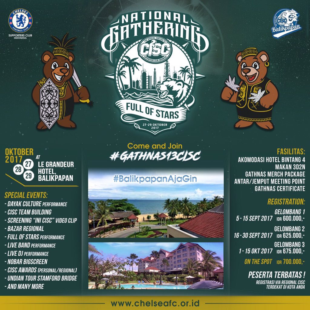 Please visit our website for more details (press release): chelseafc.or.id/seputar-cisc/p…

#ThisIsCISC #Gathnas13CISC #BalikpapanAjaGin