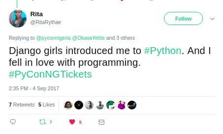 pyconnigeria's tweet image. Care to sponsor these #GirlsWhoCode to #PyConNG2017?

@RitaRythae @busirahh @preciousdamsel7 @tejuafonja 

#PyConNGTickets #WomenInTech
