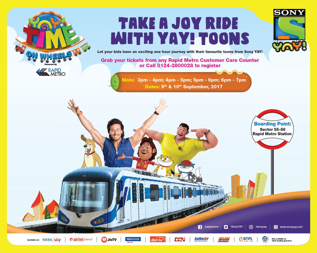 RapidMetro's tweet photo. #JoyRide with #YayToons is back! More fun, more excitement on 9th and 10th Sep, get on board the train π€ https://t.co/epGU5FY4bq