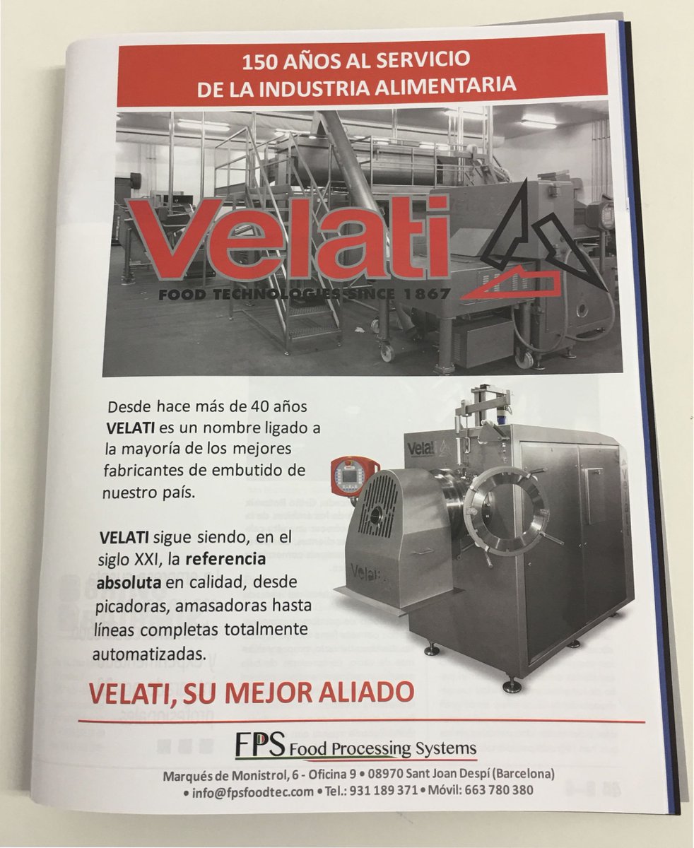 FPSFoodtec's tweet photo. Ya está aqui el publireportaje sobre #Velati en su 150 cumpleaños. Lo encontraréis en el Num 390 de #CdeComunicación #Carnica2000 https://t.co/4ioSSI29xG