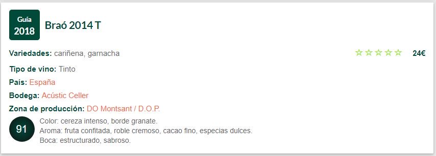 acusticceller's tweet image. Puntuació Guia Peñin 2018! Brao 2014: 91/100 points 😃 #guiapeñin #puntuació #vi