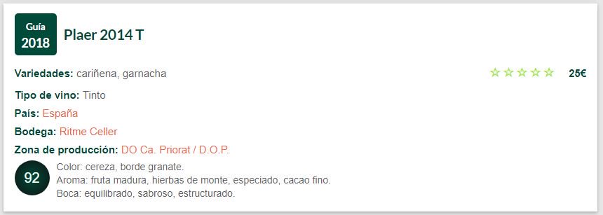 ritmeceller's tweet image. Puntuació Guia Peñin 2018! Plaer 2014: 92/100 points 😃 #guiapeñin #puntuació #vi