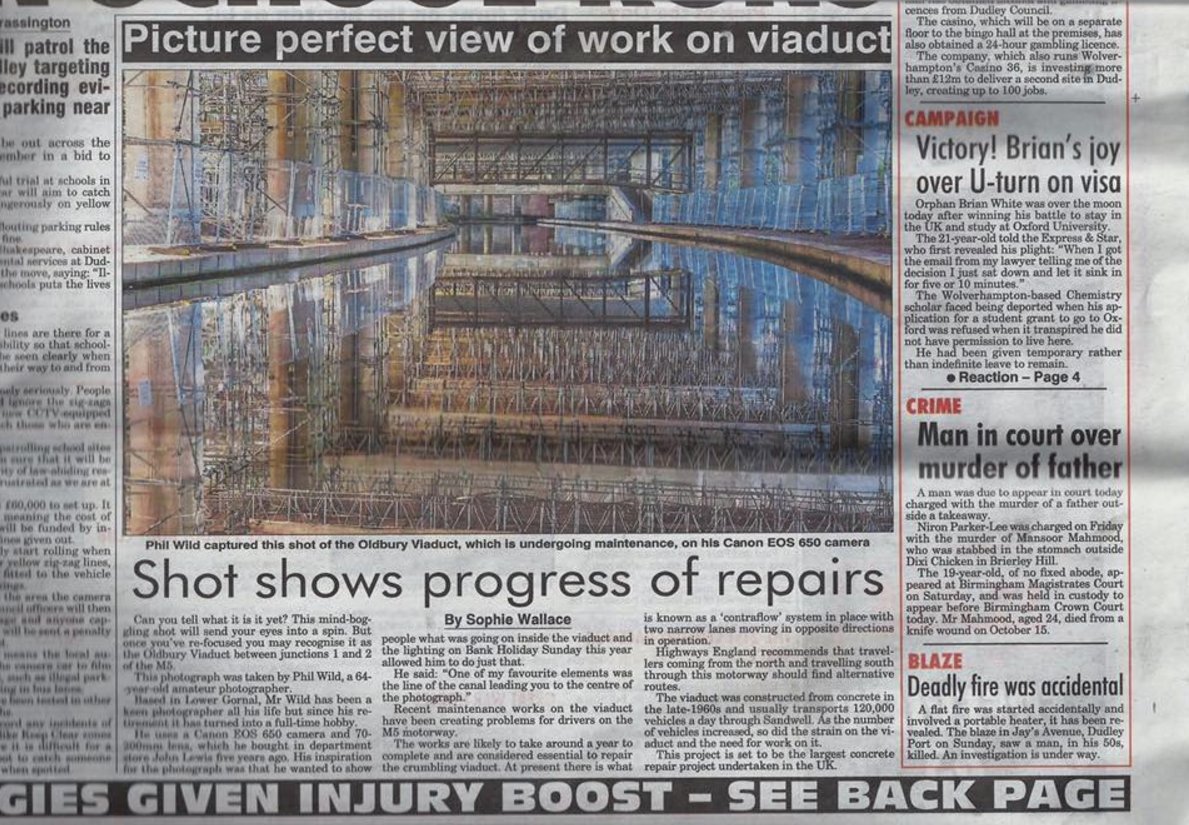 💥 front page of last night's <a href="/ExpressandStar/">Express & Star</a> – showing off our amazing #scaffolding under the M5 👊🏻. Doing a pro shoot there today.