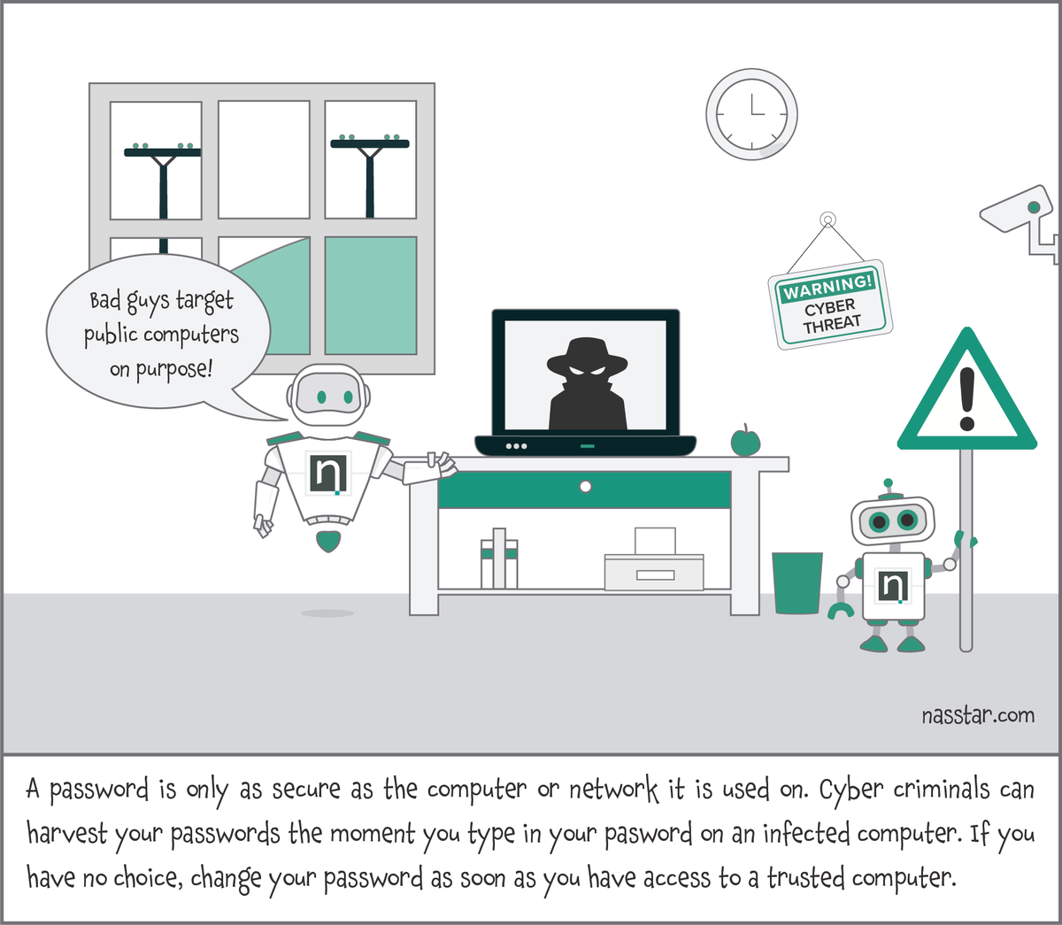 TheNassbot's tweet photo. Don't login on untrusted computers! #cybercrime #cybersecurity #cyberattack #cybercriminal #security #WednesdsayWisdom #secureit #Hackers https://t.co/0bF9L7Mclf