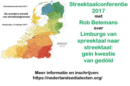 Streektaalconferentie op 13 oktober, over de grenzen van streektalen. Met o.m. Rob Belemans <a href="/KU_Leuven/">KU Leuven</a> <a href="/faronet/">FARO</a> #streektalen