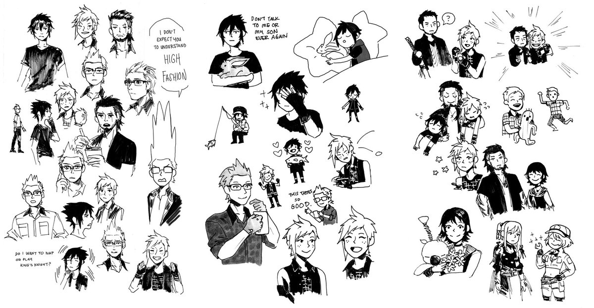 my doodles for the ffxv doodle zine I did with @AOM1NE for AX...god 