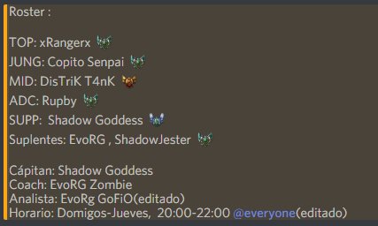evolution_rg's tweet photo. Nuevo roster chicos ! https://t.co/GGZ4tSYnqt
