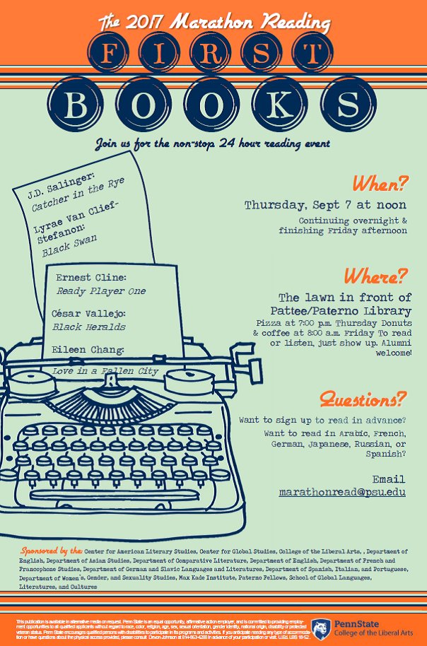 EnglishatPSU's tweet photo. PSU alumna Lyrae Van Clief-Stefanon opens 2017-2018 Rolling Reading Series tomorrow night at 7:30pm, Foster Aud, @psulibs. #marathonread https://t.co/OchbwFvg6n