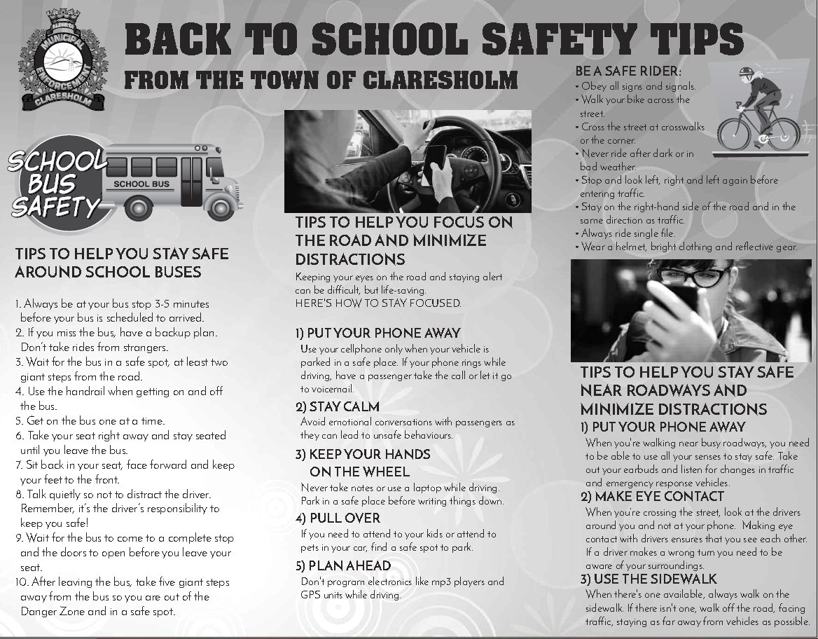 FcssClaresholm's tweet photo. Reminder on back to school safety! #discoverclaresholm #backtoschool #townofclaresholm #claresholmfcss https://t.co/Vv624qKyHZ