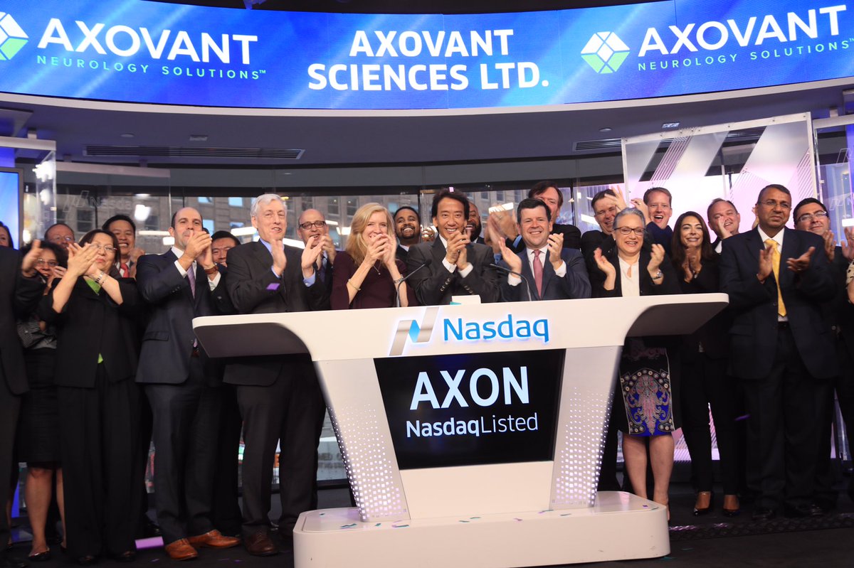 As they ring the @Nasdaq Opening Bell, we warmly welcome @axovant to our  stock exchange! 🛎🎉 $AXON #NasdaqListed
