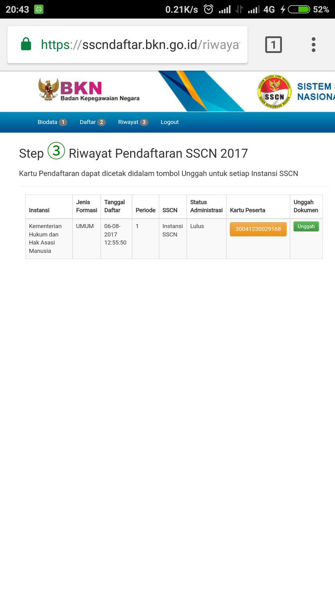 rumahmawa's tweet photo. @hartoniramadhan @cpnskumham2017 kalau cetak kartu ujian sudah bisa ni,Alhamdulillah https://t.co/7v3z1S36to