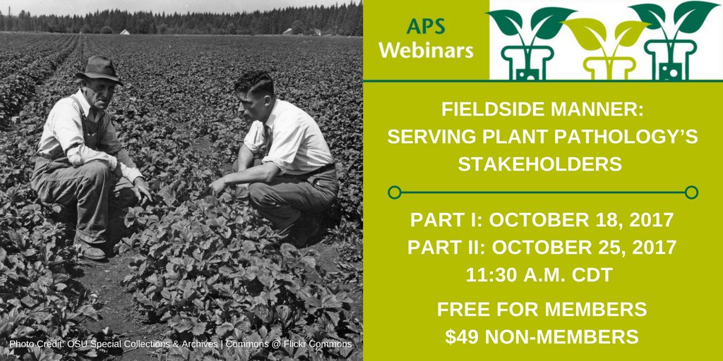 plantdisease's tweet photo. Improve yr #FieldSideManner w/ NEW @plantdisease #webinar. Get #PlantPath #expert advice on HT use better #scicomm: https://t.co/EXUxs89zy9 https://t.co/BIvT0ZUvNK