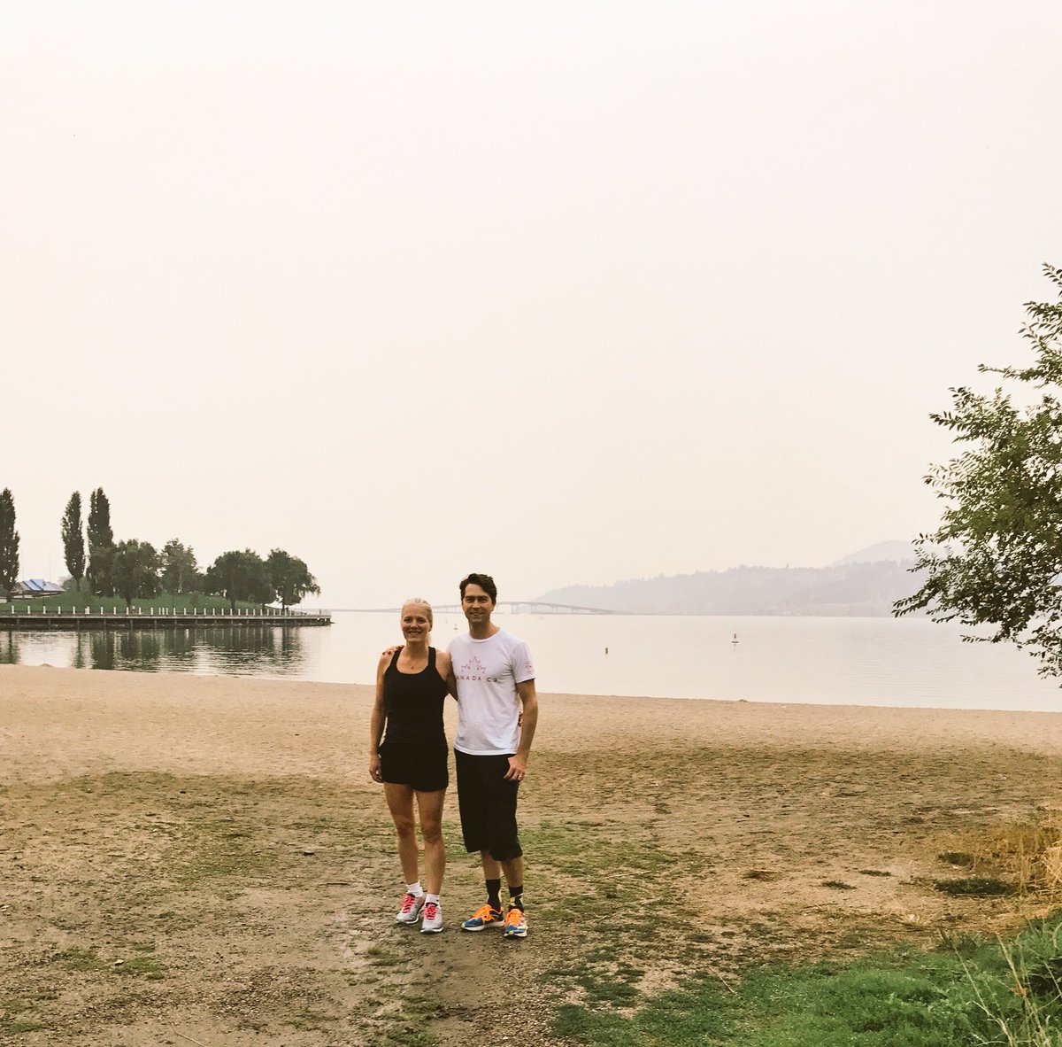 cathmckenna's tweet photo. Early morning jog/swim in Kelowna with @WillAAmos! Ready to face the day! #LPC #LiberalCaucus https://t.co/cyCJQdON2F