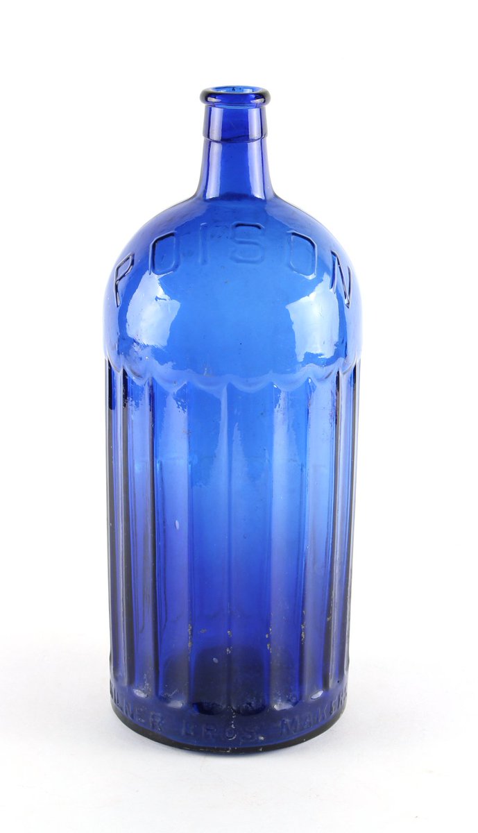 SemleyAuction's tweet photo. Look at this decorative large Kilner Bros. blue glass poison bottle in our next sale #bottle #interiordesign #auction #antique #dorset https://t.co/CoELDmPXlB