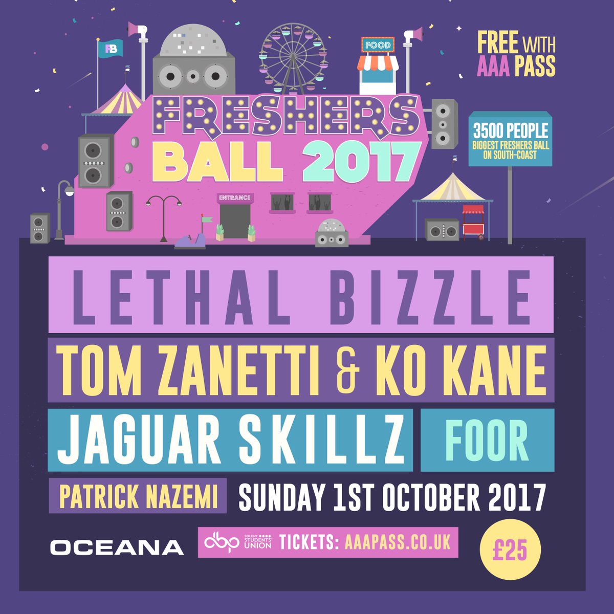 Check out the lineup for this years Freshers Ball!

💥 FREE Entry ALL NIGHT with AAA Pass

Tickets: AAAPass.co.uk