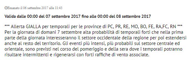 AllertaMeteoRER's tweet photo. @ArpaER @RegioneER 📌INFO #AllertaMeteoER 097/2017 valida dal 07-09-2017: temporali https://t.co/lirC90usBu https://t.co/UrA4lMU0bZ
