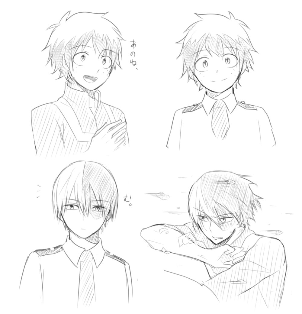 久しぶりにちゃんと描いたら普段の漫画でどれだけ手抜きをしてるのかよーく分かった…(◞‸◟;)次からはちゃんと描こう…。出久くん轟くんごめん… 